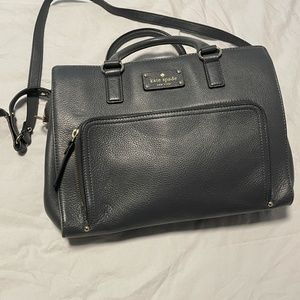 Forest green Kate Spade satchel with detachable crossbody.